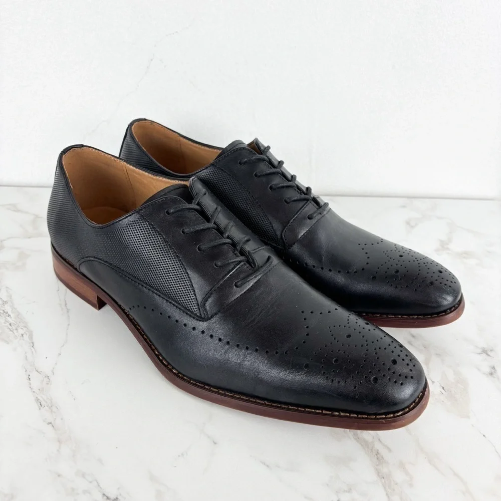 La Milano Men’s Jordan Black Oxford Formal Shoes Sz 10